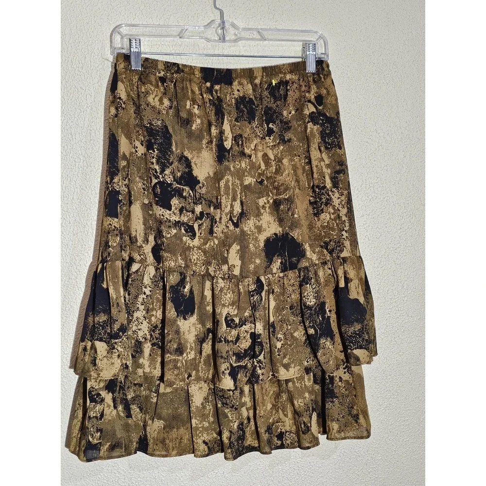 Linea‎ By Louis Dell'olio Sm Earthtone Teired Midi Skirt Flowy Boho Fairy Grunge - Picture 2 of 11